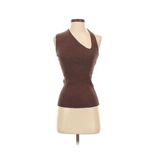 $225 Rohe Women's Brown Asymmetrical Sleeveless Liz Top Size 36